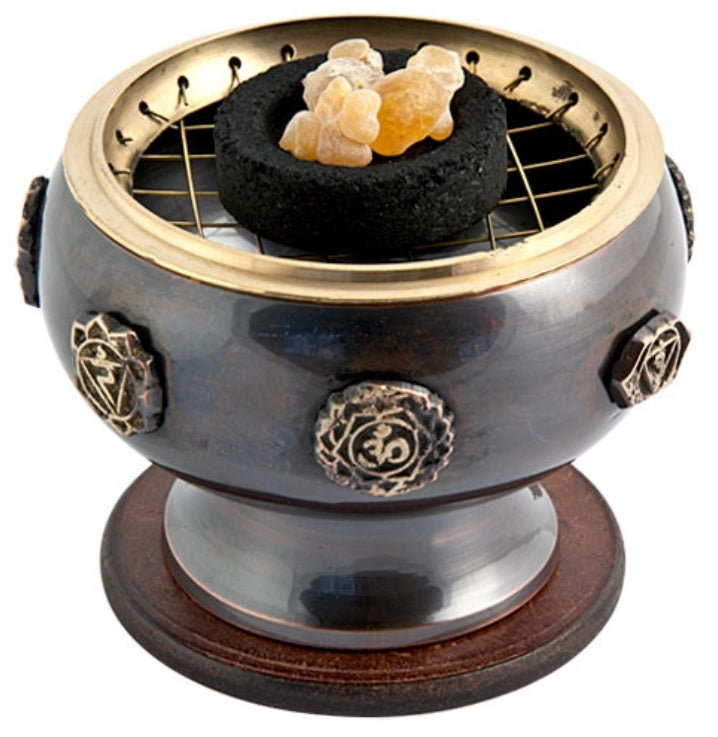 Seven Chakra Screen Burner with Coaster - 3.5"D
