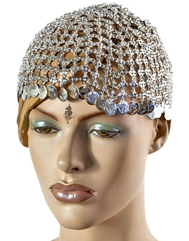 Belly Dance Egyptian Head Cap Silver Tone