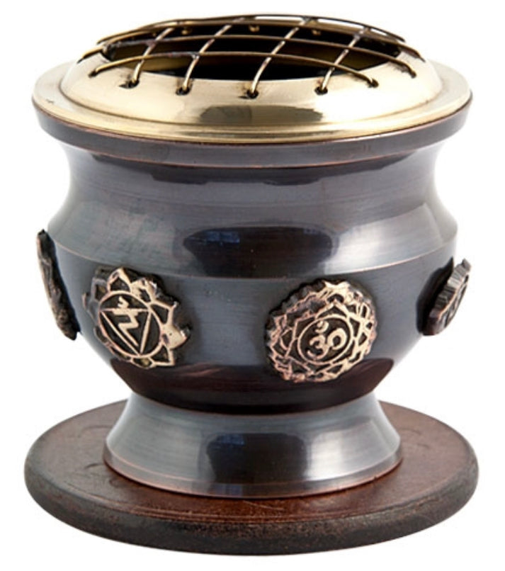 Seven Chakra Screen Burner with Coaster - 2.75"D