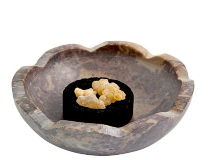Natural Stone Lotus Bowl Burner - 4"D, 1.25"H