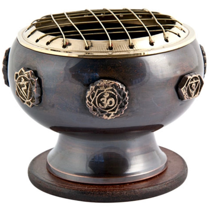 Seven Chakra Screen Burner with Coaster - 3.5"D