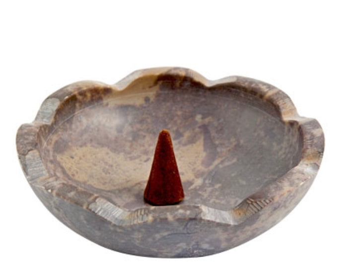 Natural Stone Lotus Bowl Burner - 4"D, 1.25"H